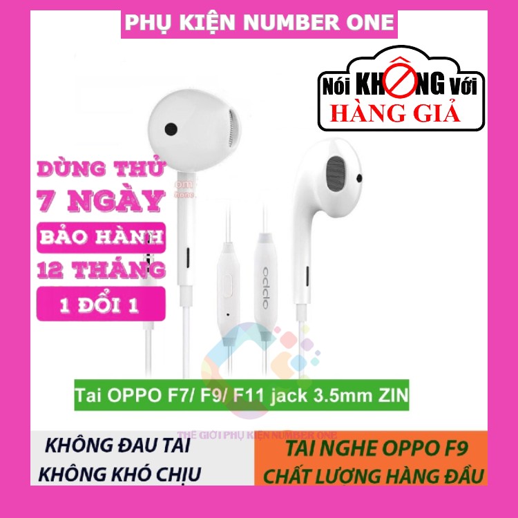 Tai Nghe Oppo F7/F9/F11 ZIN chính hãng chân 3.5mm có micro ghi âm, bass cực chất chơi game, nghe nhạc, xem phim giải trí bảo hành 12 tháng