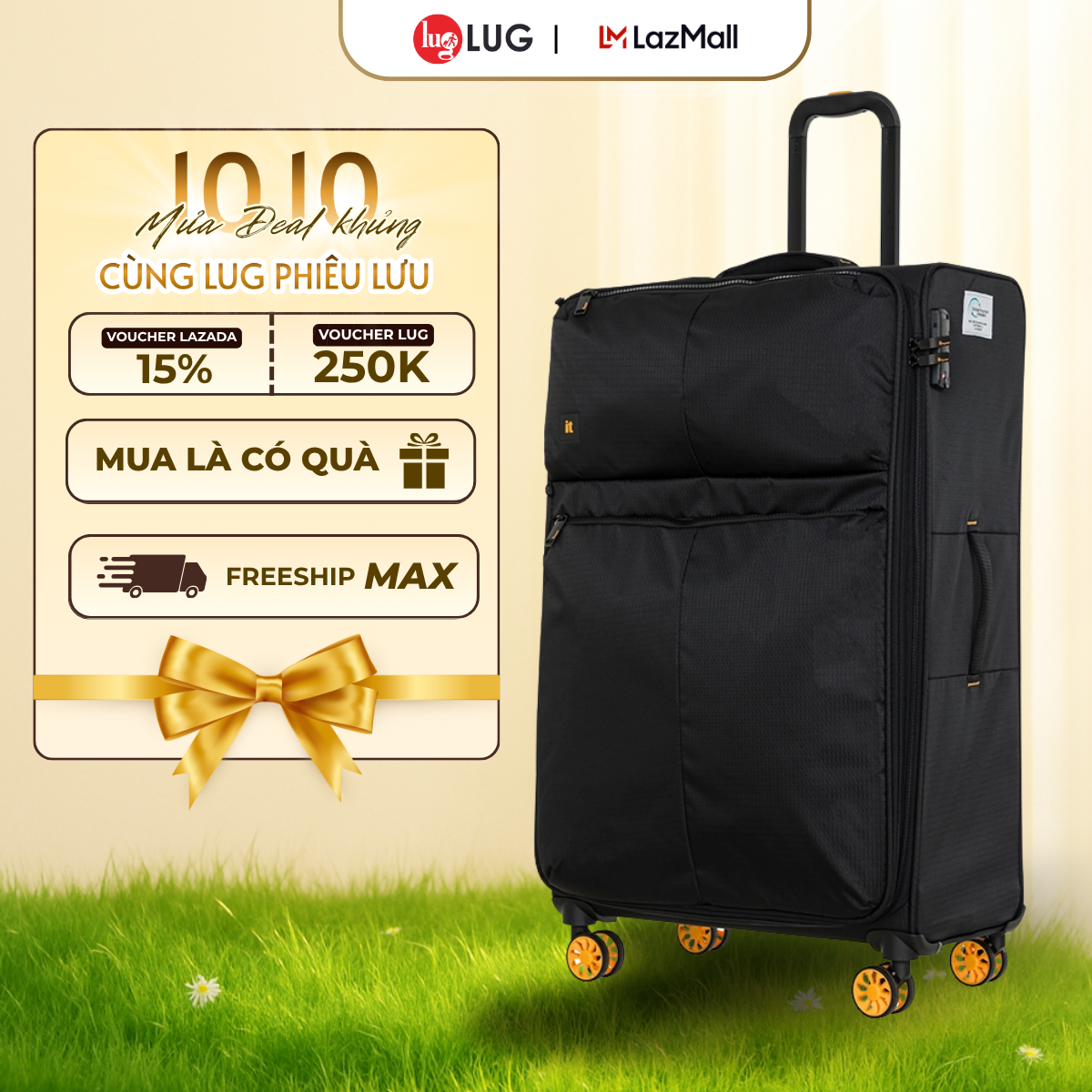 Vali Kéo Du Lịch S20/S24/S28 Thương Hiệu IT Luggage IT12-2644-E08: Chất Liệu 100% Từ Chai Nhựa Thải Tái Chế Sau Tiêu Dùng, Khóa TSA An Ninh Quốc Tế SIÊU NHẸ