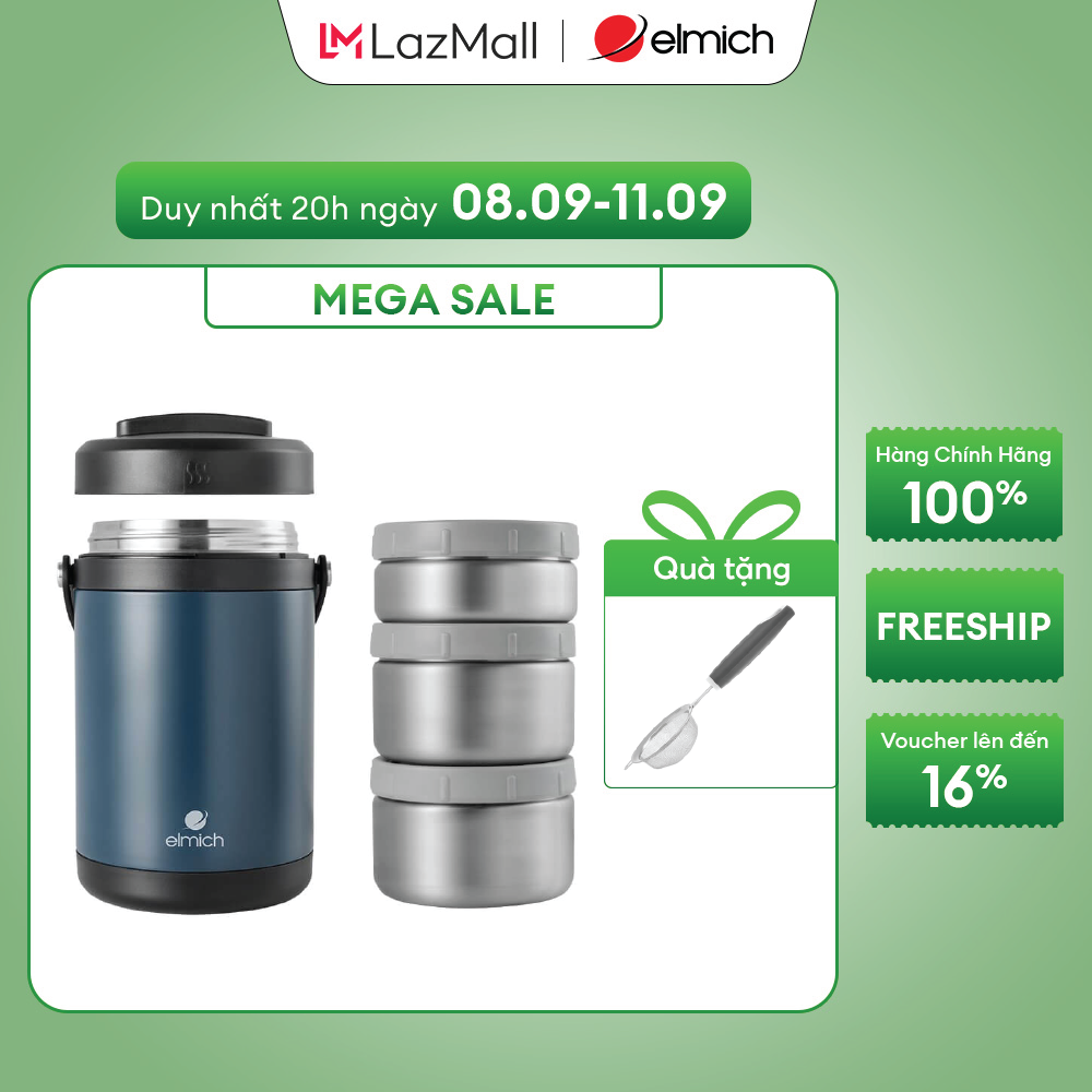 (Chỉ 20h ngày 09-12.10)Hộp cơm giữ nhiệt inox 304 Elmich EL8302 dung tích 1.7L