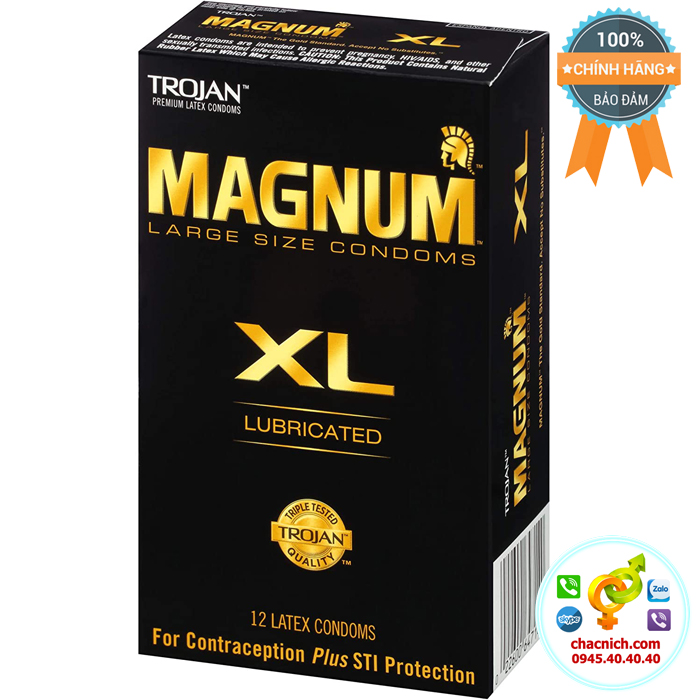 Bao cao su cao cấp size lớn thương hiệu Mỹ Trojan Magnum XL 60mm