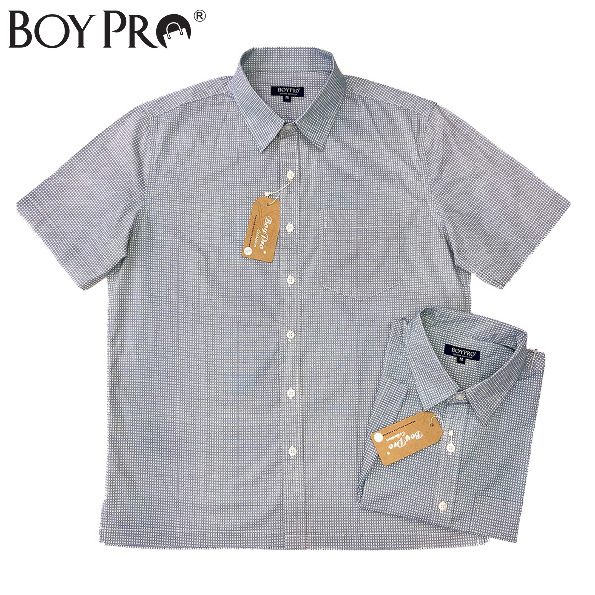 [MUA 2 GIAM 10K 3 GIAM 25K] Áo Sơ Mi Nam Vạt Ngang Trung Niên Boypro BP032 Sọc Xanh Trắng