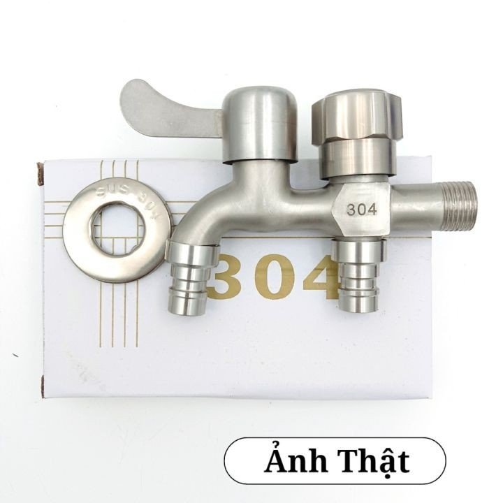 Vòi nước, vòi xả sàn vòi hồ 2 đường nước, van khóa mở nước. Vòi nước bằng inox 304 cao cấp. Vòi nước đôi 2 đầu ra Inox 304 cao cấp ,đầu vào lắp cho ống D21m