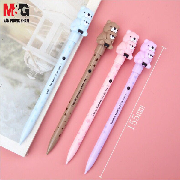 [HCM]Bút chì kim bấm M&G Gấu mẹ ôm gấu con dễ thương ngòi HB 0.5mm-xanh da trời tím hồng phấn nâu-AMPT2901
