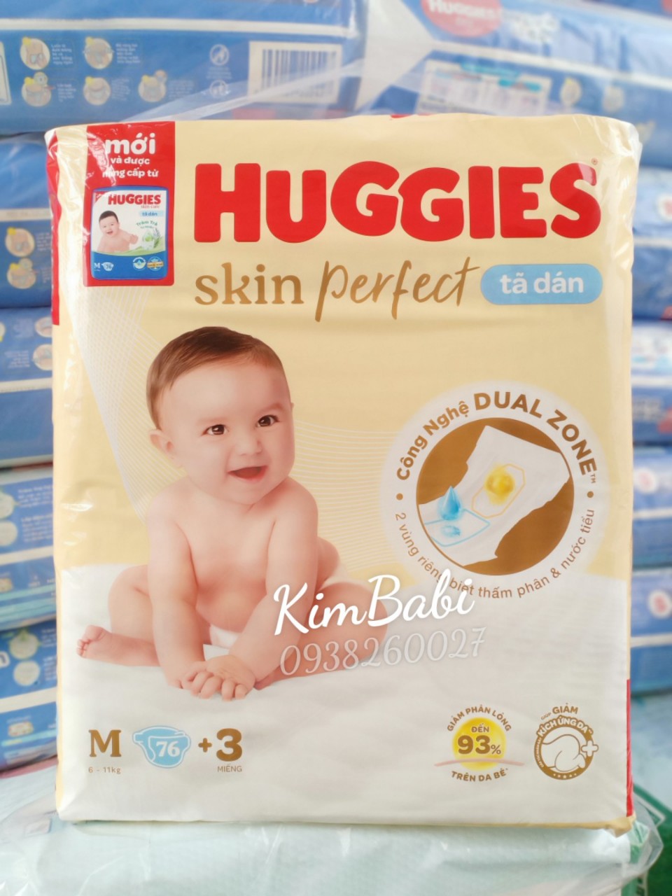 Tã Dán Huggies tràm trà M76/L68/XL62/XXL56