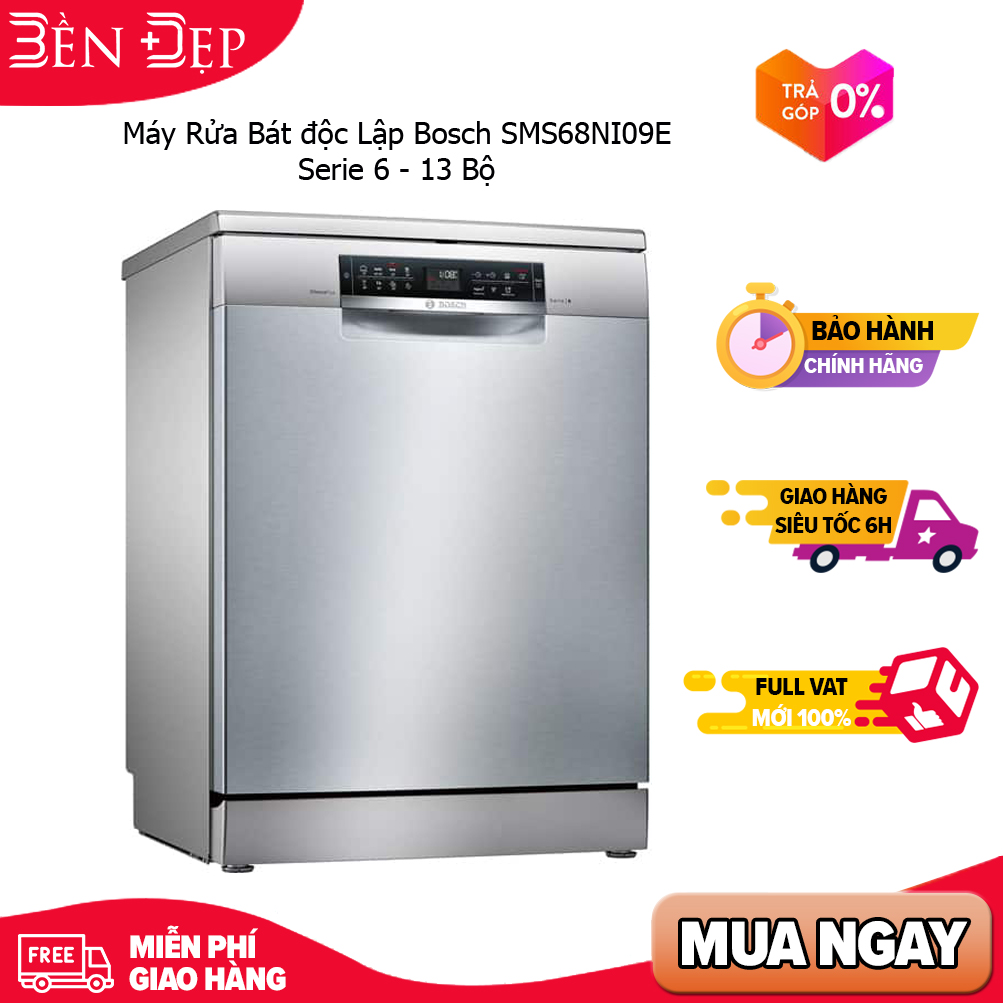 [TRẢ GÓP 0%] Máy Rửa Bát Độc Lập Bosch HMH.SMS6ZCI08E | Serie 6 14 bộ (Giá áp dụng giao tại HN, HCM& các tỉnh liên hệ shop)