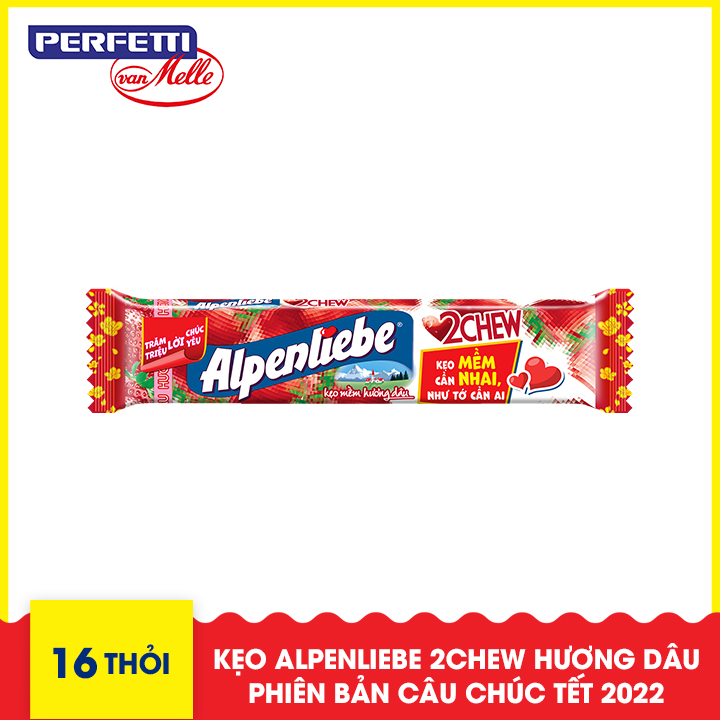 kẹo alpenliebe 2chew hương dâu phiên bản câu chúc tết 2022 (gói 16 thỏi) 1