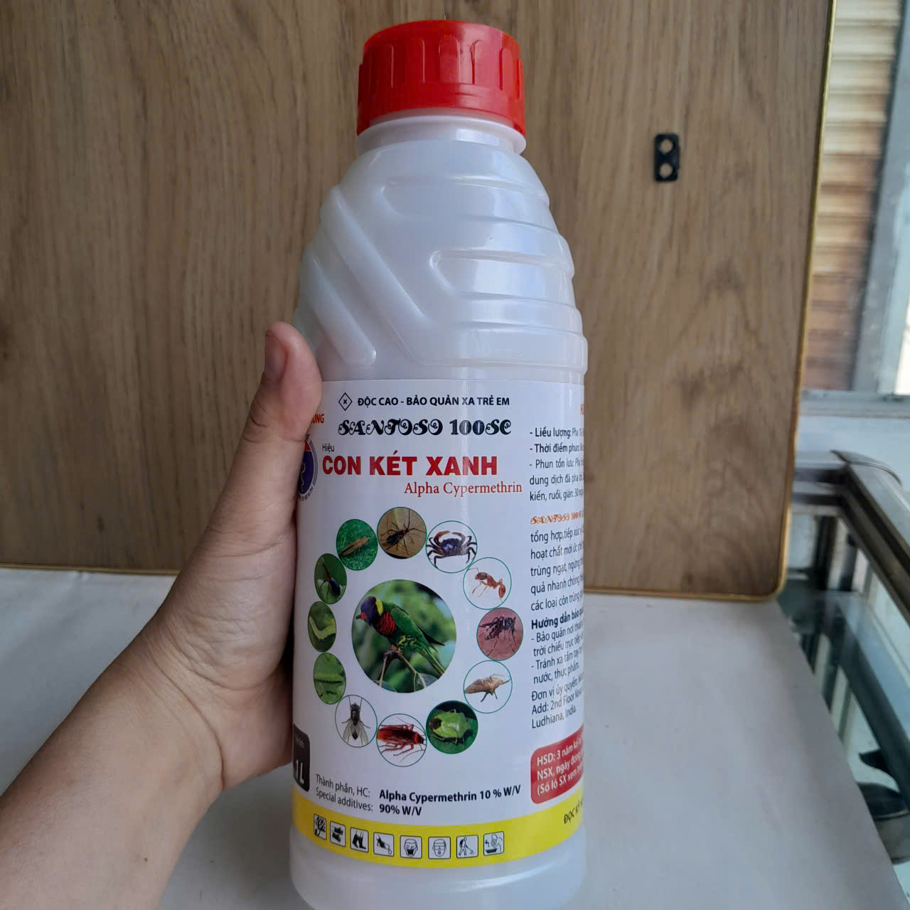 Santoso 100SC Hiệu Con Két Xanh Chai 1 lít - Vẹt Xanh tên cũ Đặc trừ ruồi vàng bướm muỗi kiến bọ cánh cam bọ xít Vật Tư Nông Nghiệp Mộc Farm