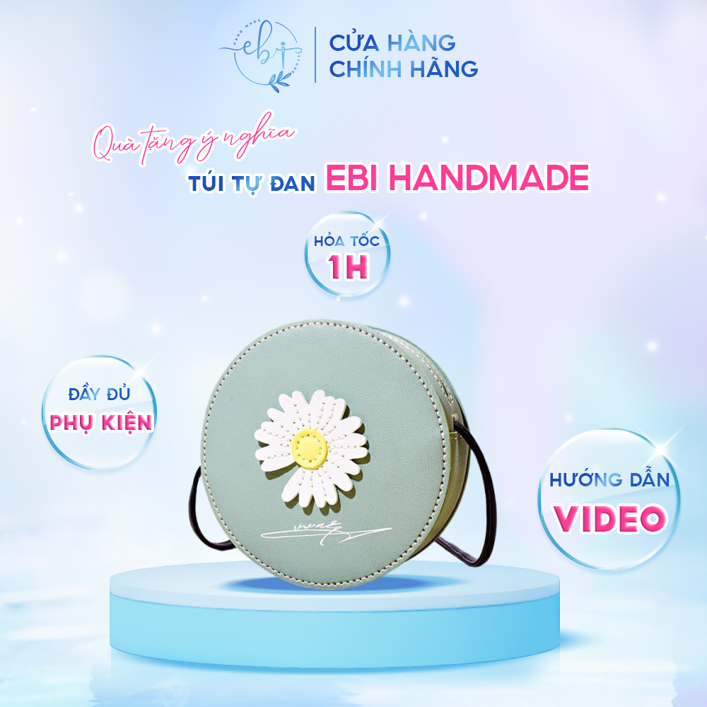 [Sẵn Hàng & Video HD] Túi Đeo Chéo Nữ Tự Đan, Set Nguyên Liệu Làm Túi Handmade Họa Tiết Hoa Cúc Hot Trend - EB45