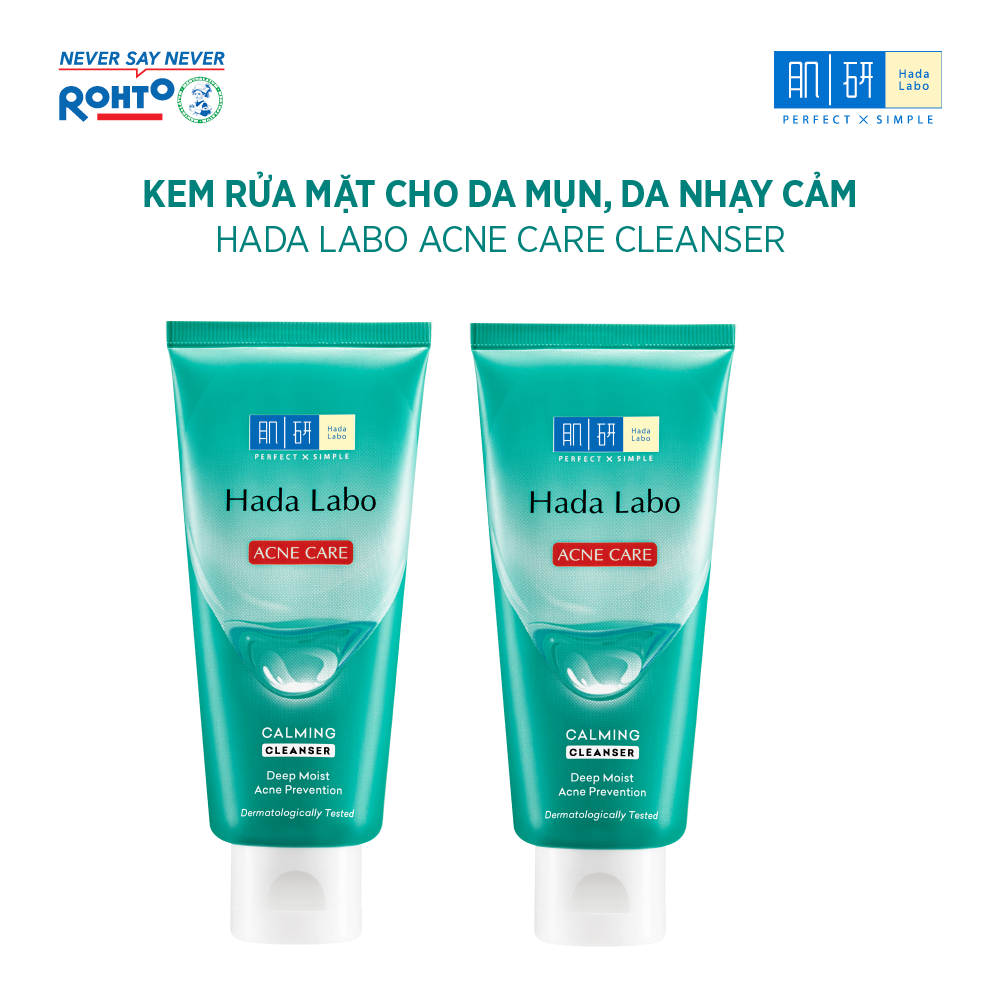   VB  Bộ 2 Sữa rửa mặt Hada Labo cho da dầu mụn da nhạy cảm Hada Labo Acne Care Calming Cleanser 80g 