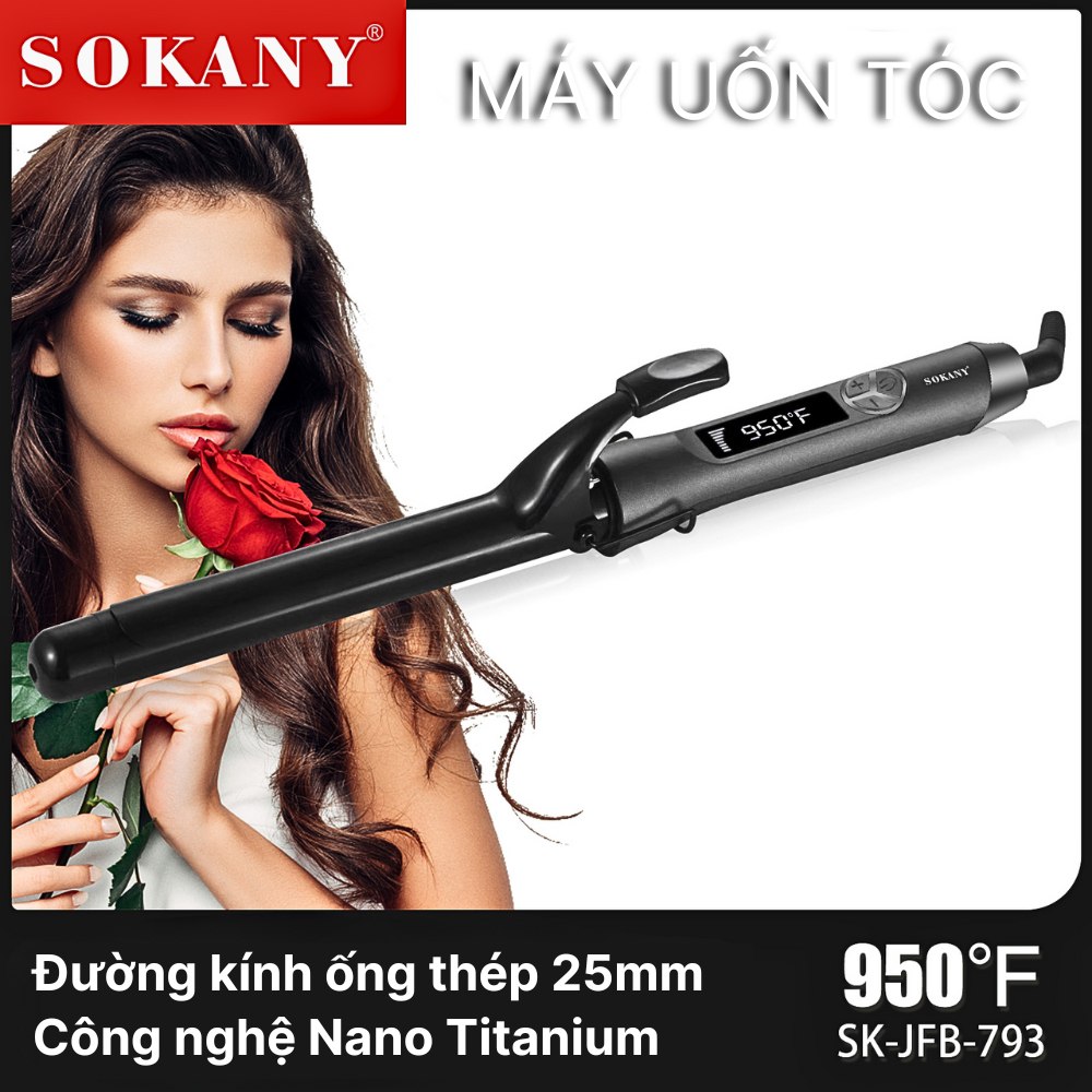 Máy uốn tóc xoăn lọn cao cấp SOKANY SK-JFB-793, uốn xoăn, uốn cụp, tạo kiểu tóc gợn sóng bồng bềnh