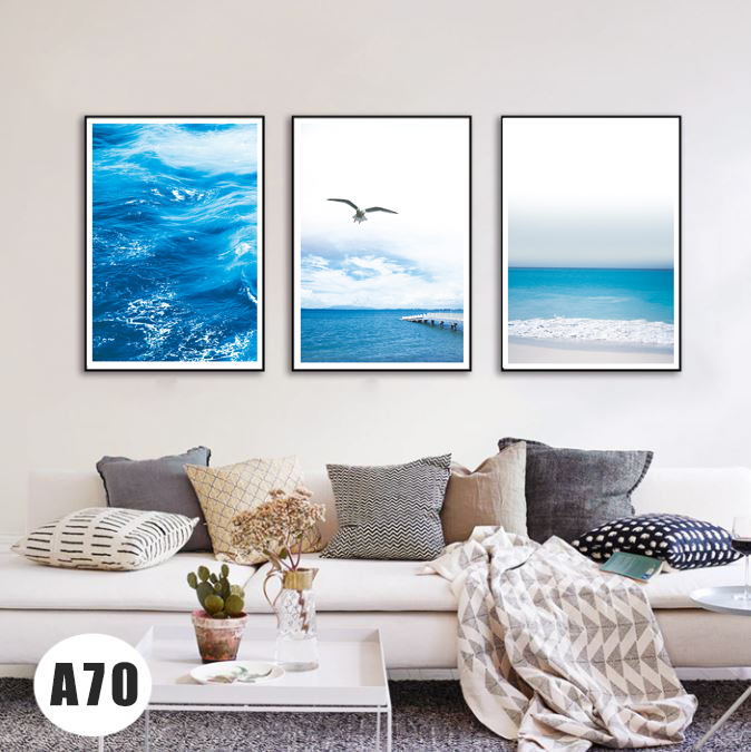 Tranh treo tường bộ 3 bức về biển