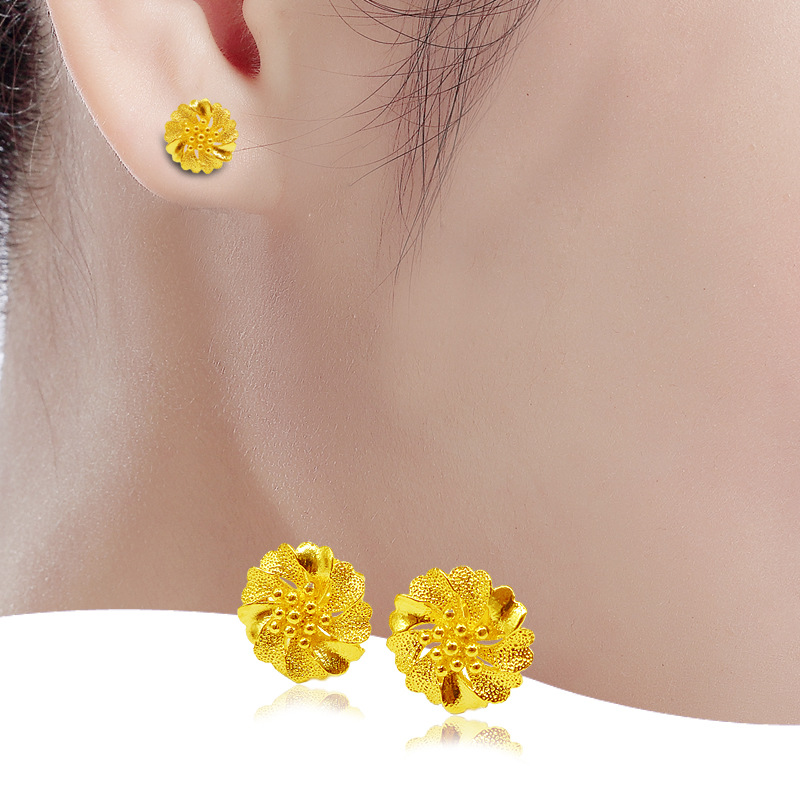 Bông tai hoa cúc vàng 18k quà tặng thời trang ý nghĩa bt18khoacuc7