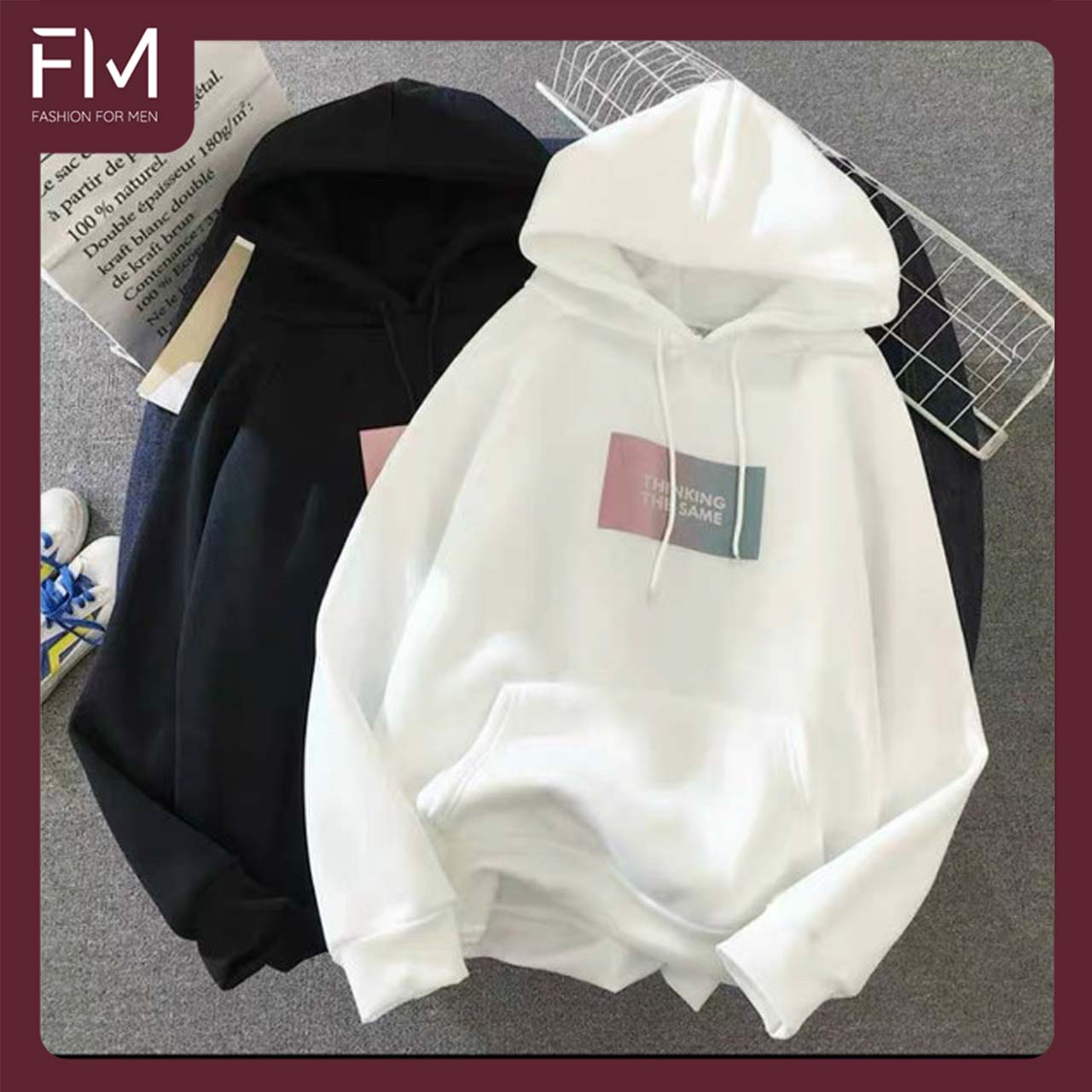 Áo hoodie có dây rút thời trang nam nữ in chữ đơn giản – FORMEN SHOP - FMGV040