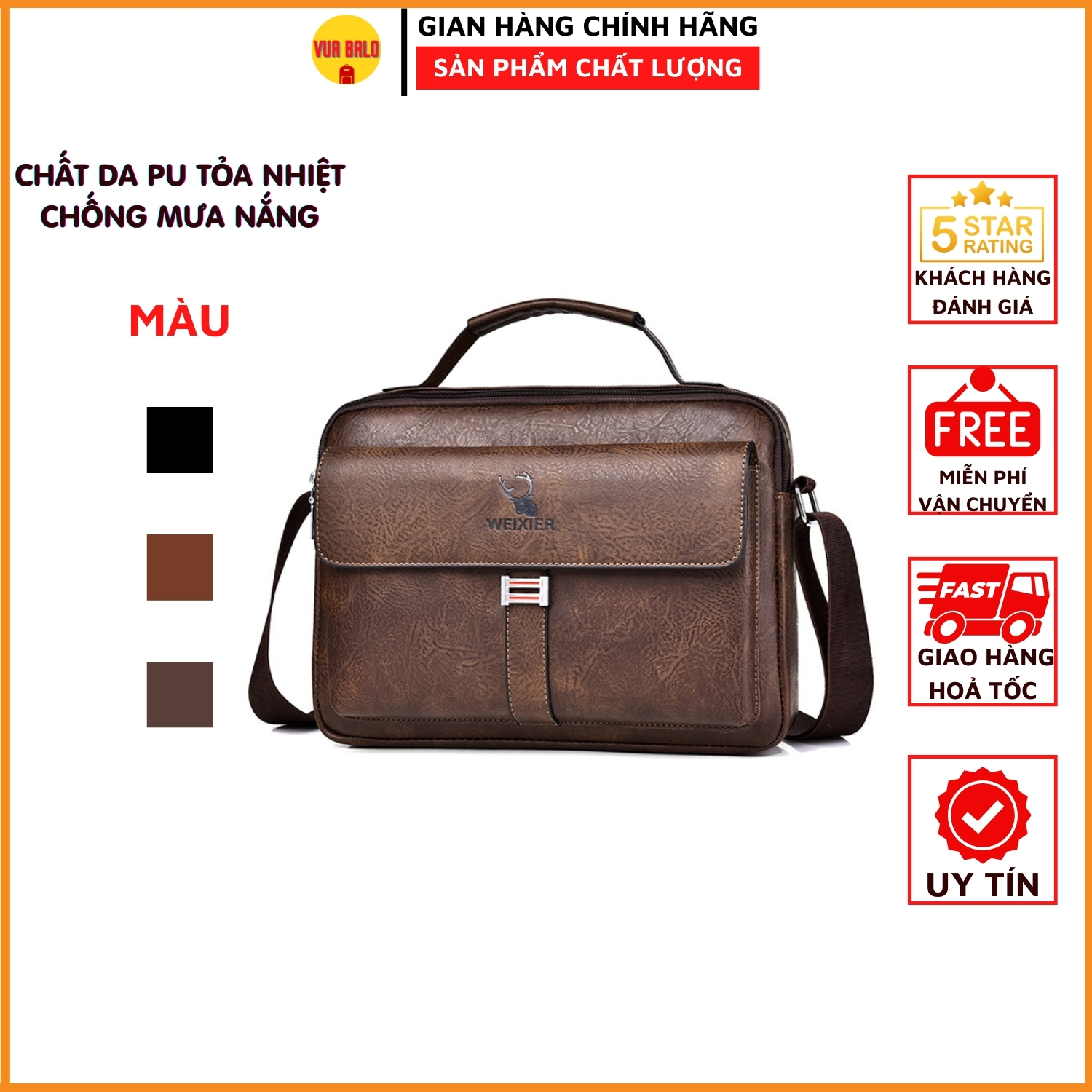 Cặp đeo chéo da pu phong cách thời trang hàn quốc thương hiệu weixier - vua ba lo