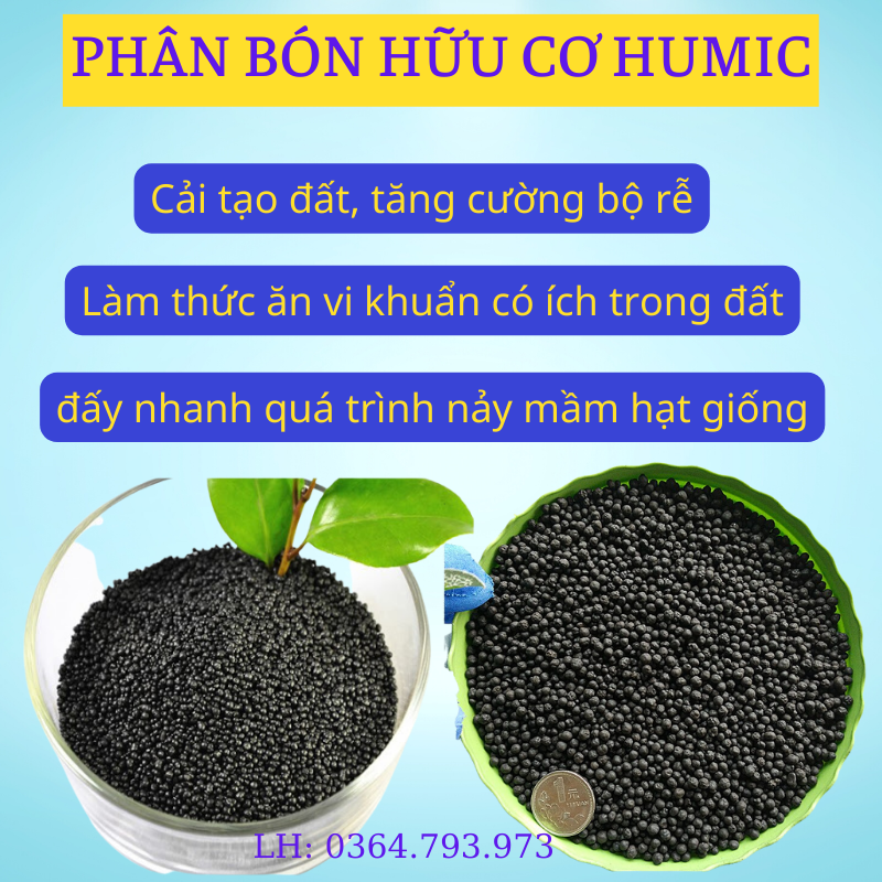 1kg - Phân hữu cơ acid humic dạng hạt , dưỡng rễ tốt , cây xanh lá , cải tạo đất cây trồng,humic