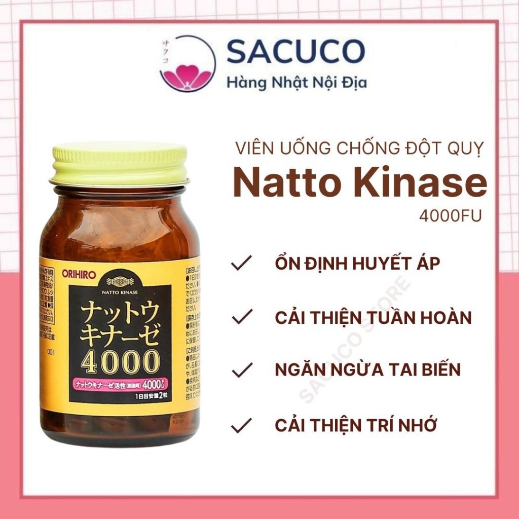[Hàng chuẩn] Viên uống chống đột quỵ và tai biến Nattokinase Orihiro 2000/4000FU