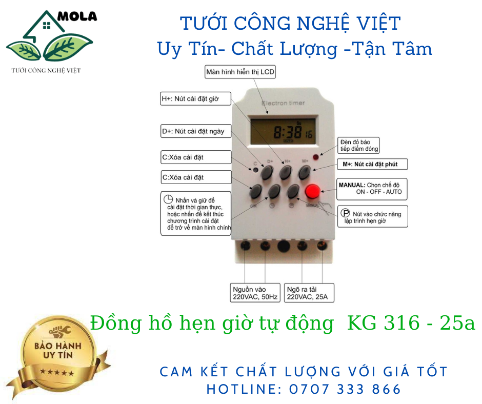 Bộ hẹn giờ tự động công suất lớn kg316t - 25a