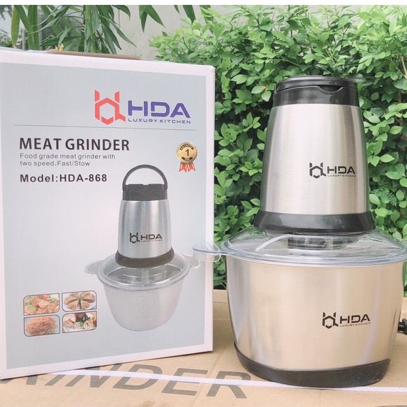 Máy xay thịt cối inox HDA - Máy xay thịt, cua, cá, hành, tỏi, ớt cối inox hàng chính hãng bảo hành 3 tháng