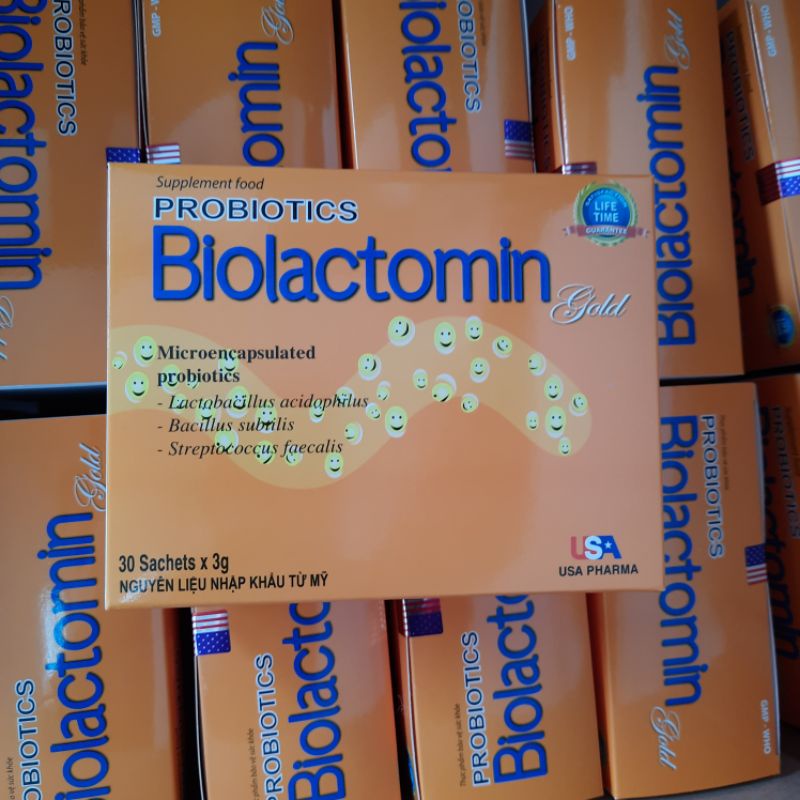 Men tiêu hóa men gói Probiotics BIOLACTOMIN GOLD - Hộp 30 gói kích thích tiêu hóa cân bằng vi sinh đường ruột