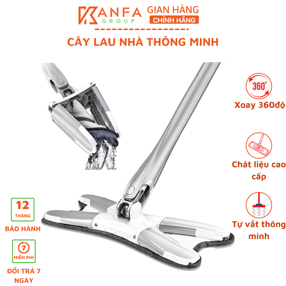 Chổi Lau Nhà Xoay 360 Độ Chữ X, Gấp Gọn Kéo Dài 1M4 Lau Sàn Siêu Sạch Siêu Thấm, Vắt Sạch Dễ Dàng -  Bộ Lau Nhà Thông Minh Cán Dài Tiện Lợi