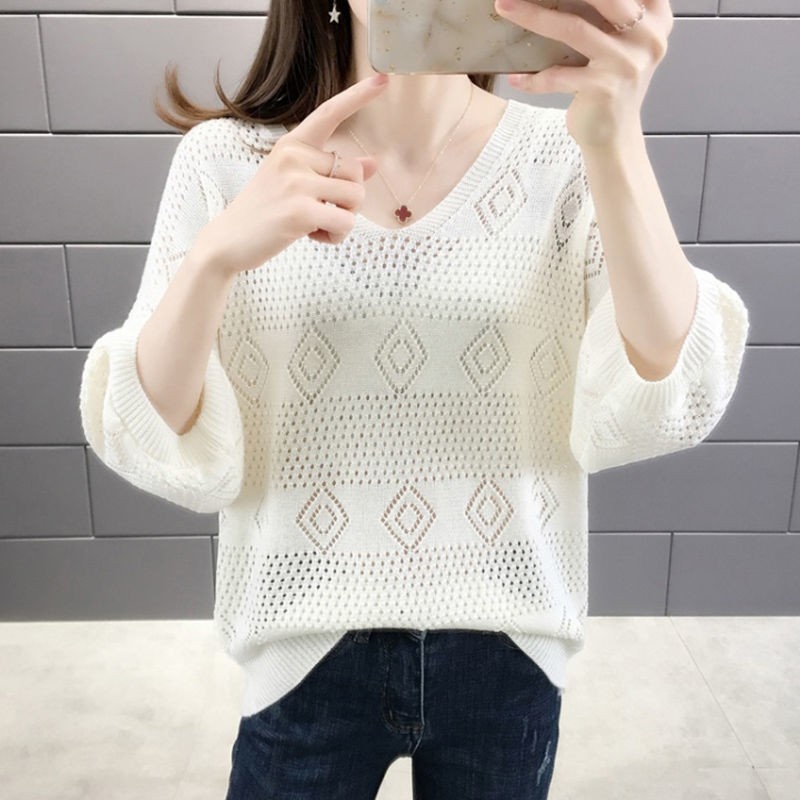 Áo len lưới tay lỡ