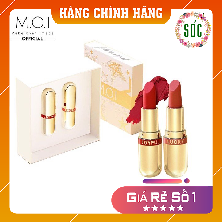 Set 2 son thỏi lì m.o.i golden gift mini matte lipstick - sét 2 son thỏi mini golden gift hồ ngọc hà