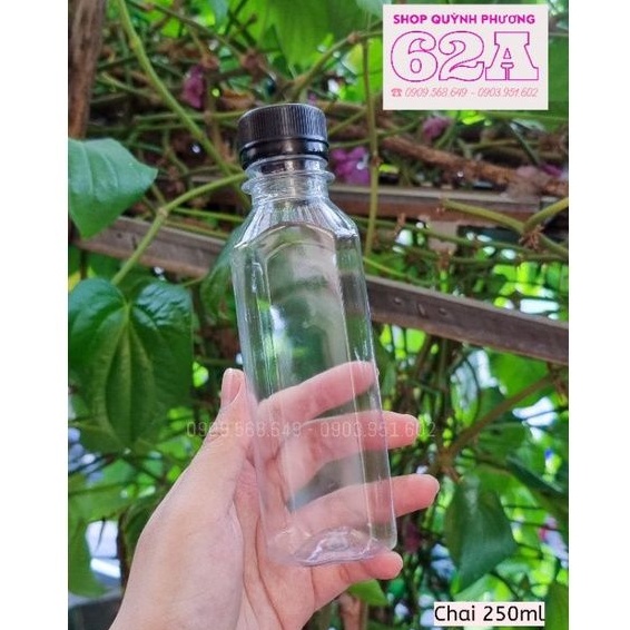 Chai Vuông 250ml Kèm nắp đen