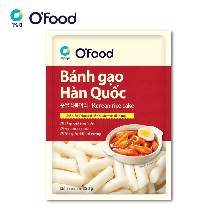 Bánh gạo Hàn Quốc O'Food 350 g, 100% làm từ gạo cao cấp, bánh tok dẻo, dai, thơm ngon