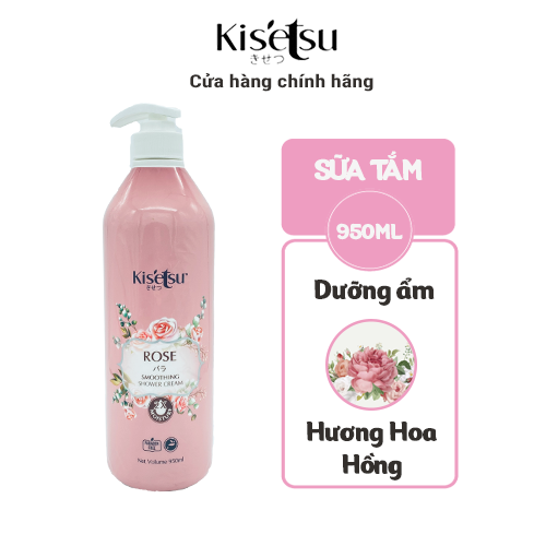 Sữa tắm dưỡng ẩm trắng da kisetsu chống lão hóa thơm tự nhiên mịn da - hương hoa hồng - 950ml