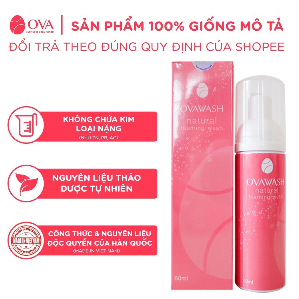Dung Dịch Vệ Sinh Phụ Nữ Tạo Bọt Ovawash, Giảm Ngứa, Không Gây Kích Ứng, Làm Hông Cô Bé