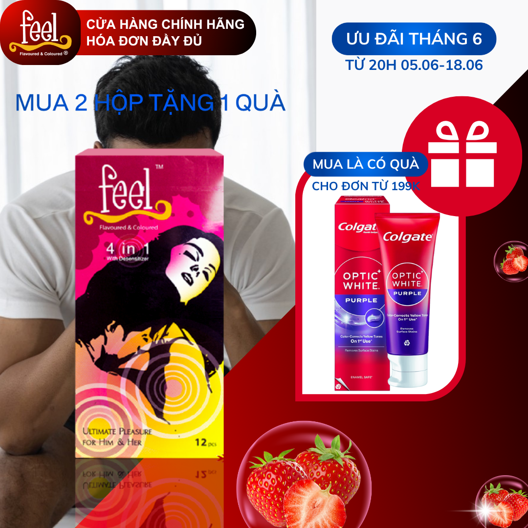 Bao cao su Feel 4 in 1 12 bao - Giúp kéo dài thời gian quan hệ