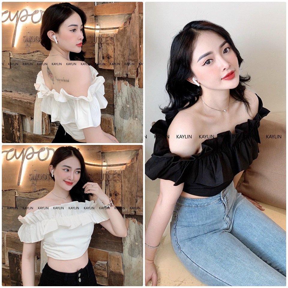 Áo croptop trễ vai xinh xắn - ngọc ánh shop tl189
