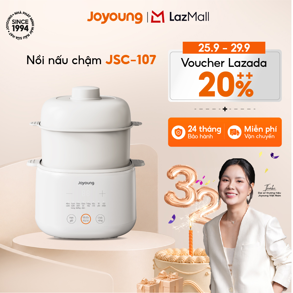 Nồi nấu chậm Joyoung JSC-107 | Dung tích 1L | Công suất 200W