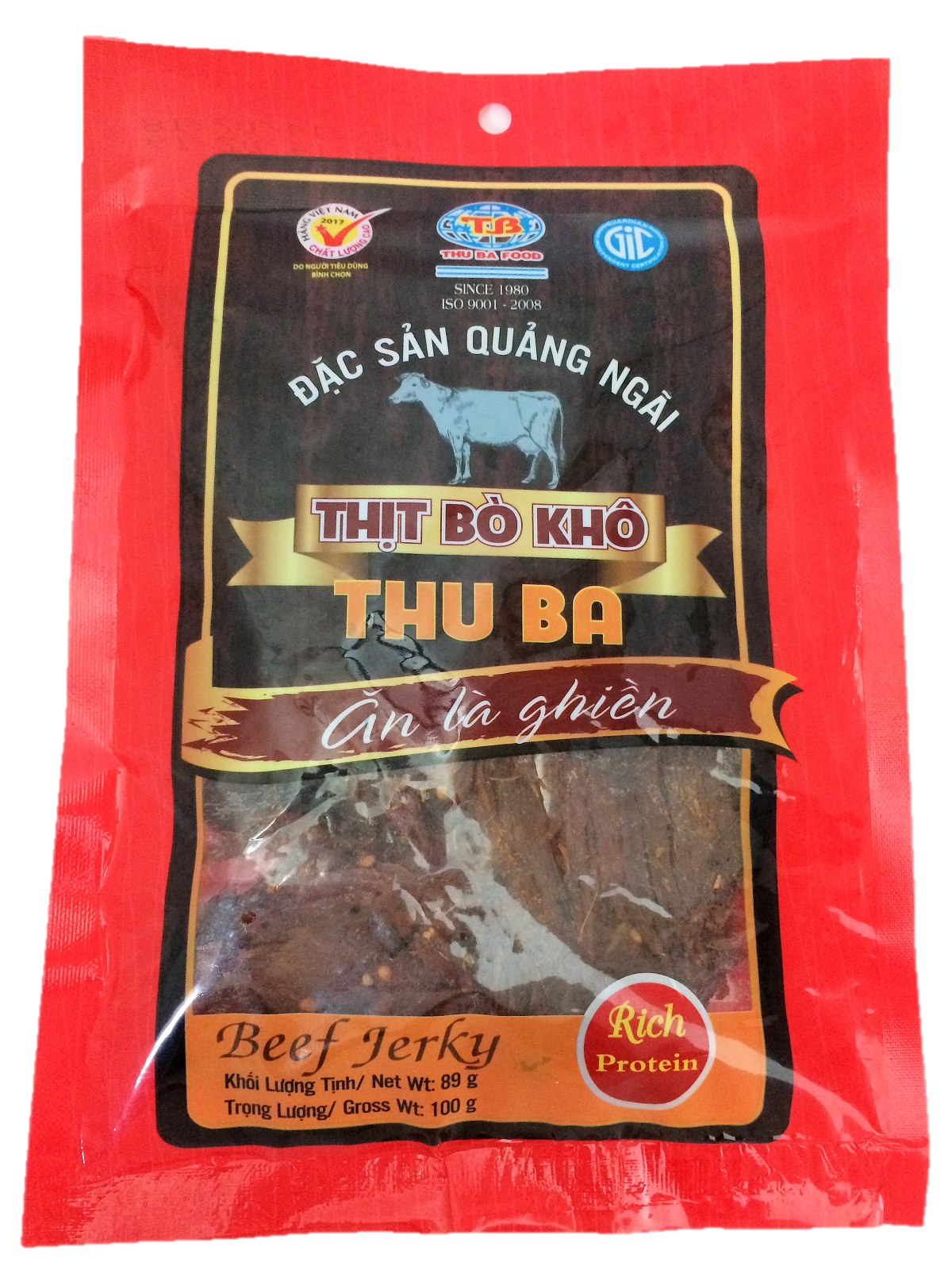 Khô bò Thu Ba miếng 100g, hand made, an toàn vệ sinh thực phẩm