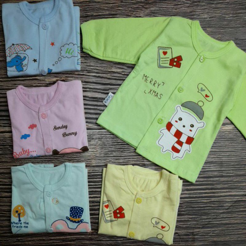 Áo sơ sinh dài tay catter nhiều mầu cúc giữa cho bé loại 1
