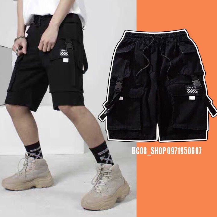 QUẦN SHORT NAM CHẤT KAKI DÀY MỊN MÀU ĐEN QUẦN SỌT TÚI HỘP VÀI DÀY