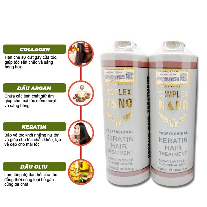 Hấp tóc keratin nano complex - chuyên phục hồi tóc nát, cháy 1000ml