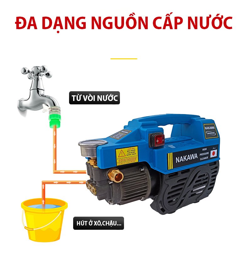 Máy rửa xe nakawa nk666, 2000w, dùng cho gia đình, công nghệ nhật bản