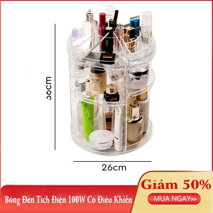 Kệ Mỹ Phẩm Xoay 360 Độ Cao Cấp - Kệ Đựng Mỹ Phẩm Trong Suốt - Siêu Bền, Khay Đựng Mỹ Phẩm Tiện Dụng - Nhỏ Gọn