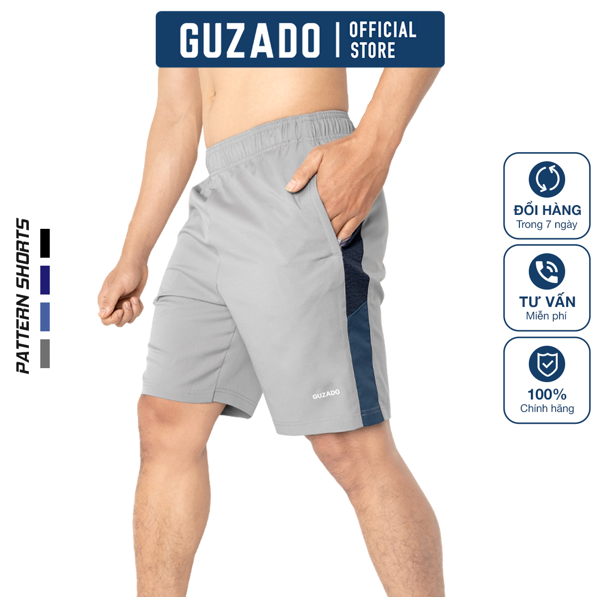 Quần Short Nam thể thao Guzado vải thun lạnh cao cấp co giãn tiện dụng thể thao, mặc nhà hoặc đi chơi GSR09