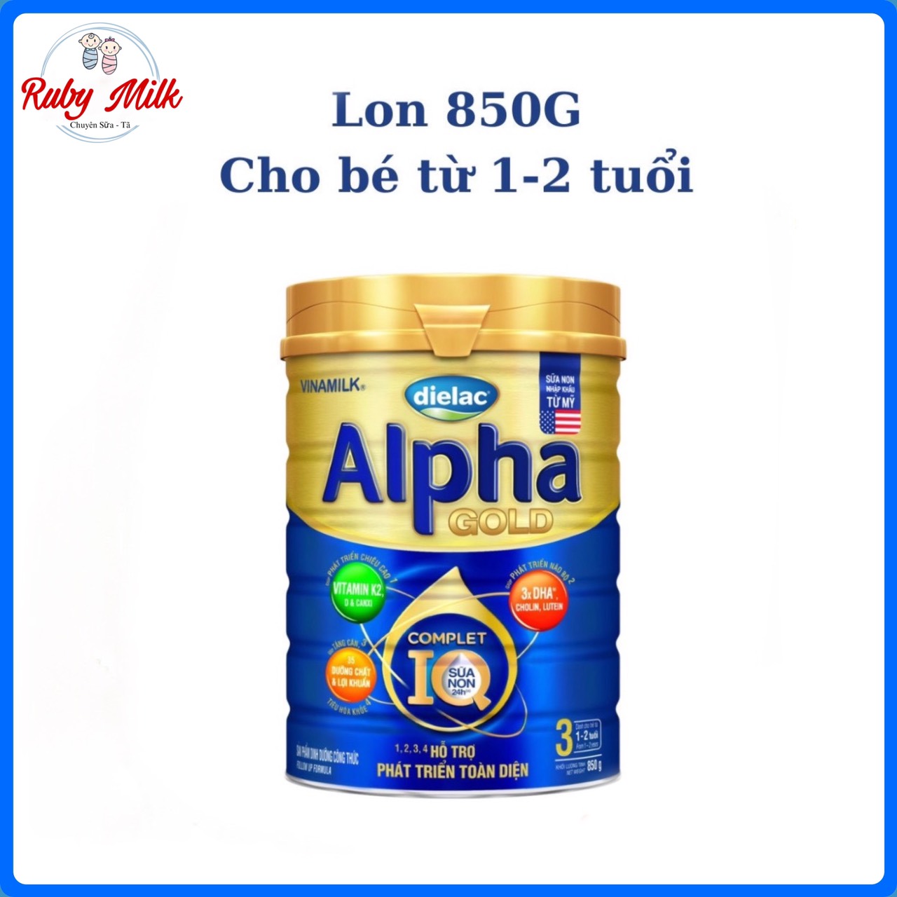 Sữa bột dielac alpha gold 3 lon 850g