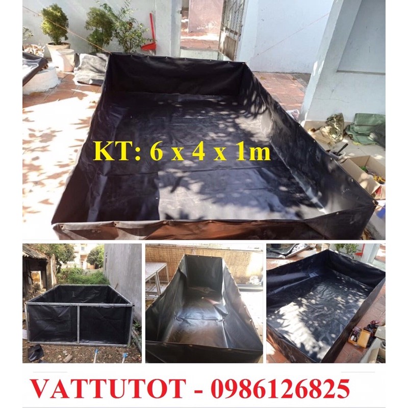 Bể bạt hdpe nuôi lươn, bể bạt hdpe nuôi ốc, bể bạt nuôi cá, bể bạt nuôi ếch kt: 6x4x1m