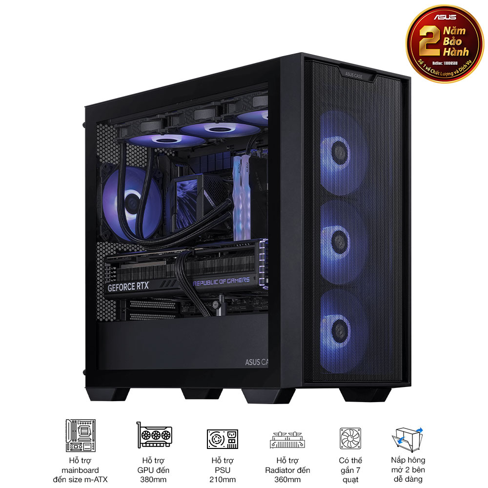 Case máy tính ASUS A21 micro-ATX Black/ White ( SP006256 / SP006257 ) - Hàng Chính Hãng