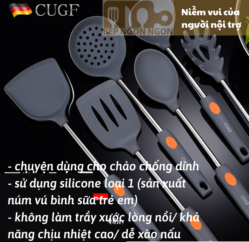 [Chịu nhiệt cao] Bộ dụng cụ nấu bếp 6 món silicon chống dính muôi nấu súp_BEP NGON NGON