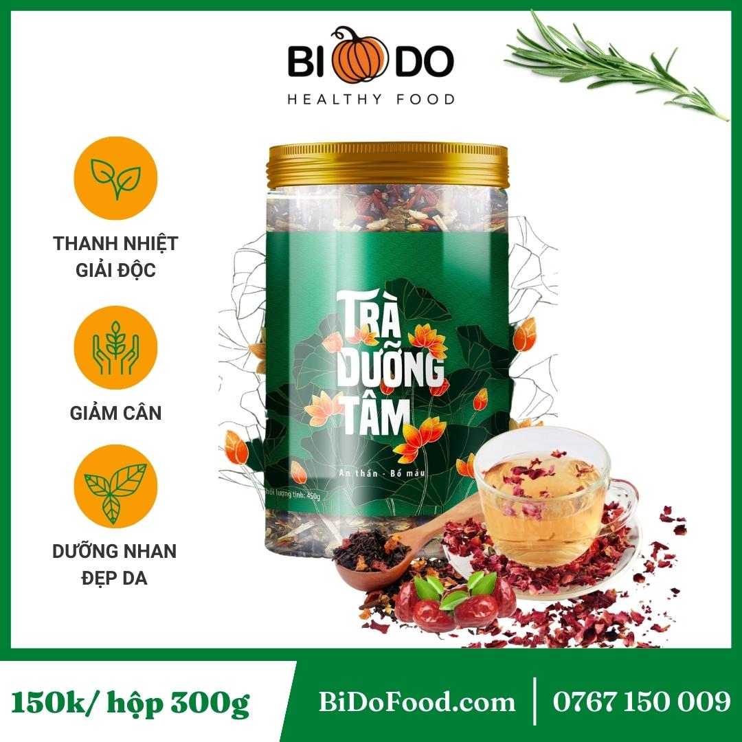 Trà Dưỡng Tâm Dưỡng Nhan Đẹp Da 300g - Bí Đỏ Food - Trà hoa ngũ cốc giảm cân thanh nhiệt mát gan, trà gạo lứt đậu đen hoa hồng cỏ ngọt thải độc tốt cho sức khoẻ