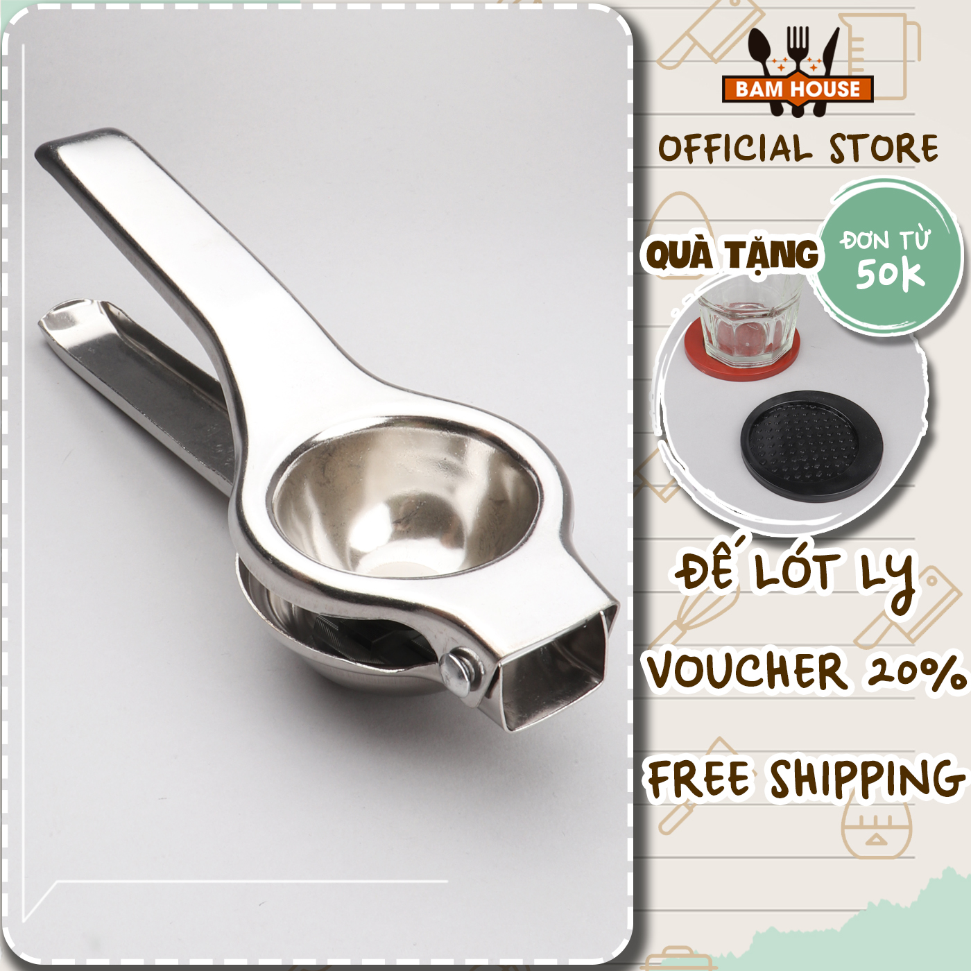 [HCM]Dụng cụ vắt chanh tắc  inox Bam House kích thước lớn cao cấp VC02 - Super Đơn