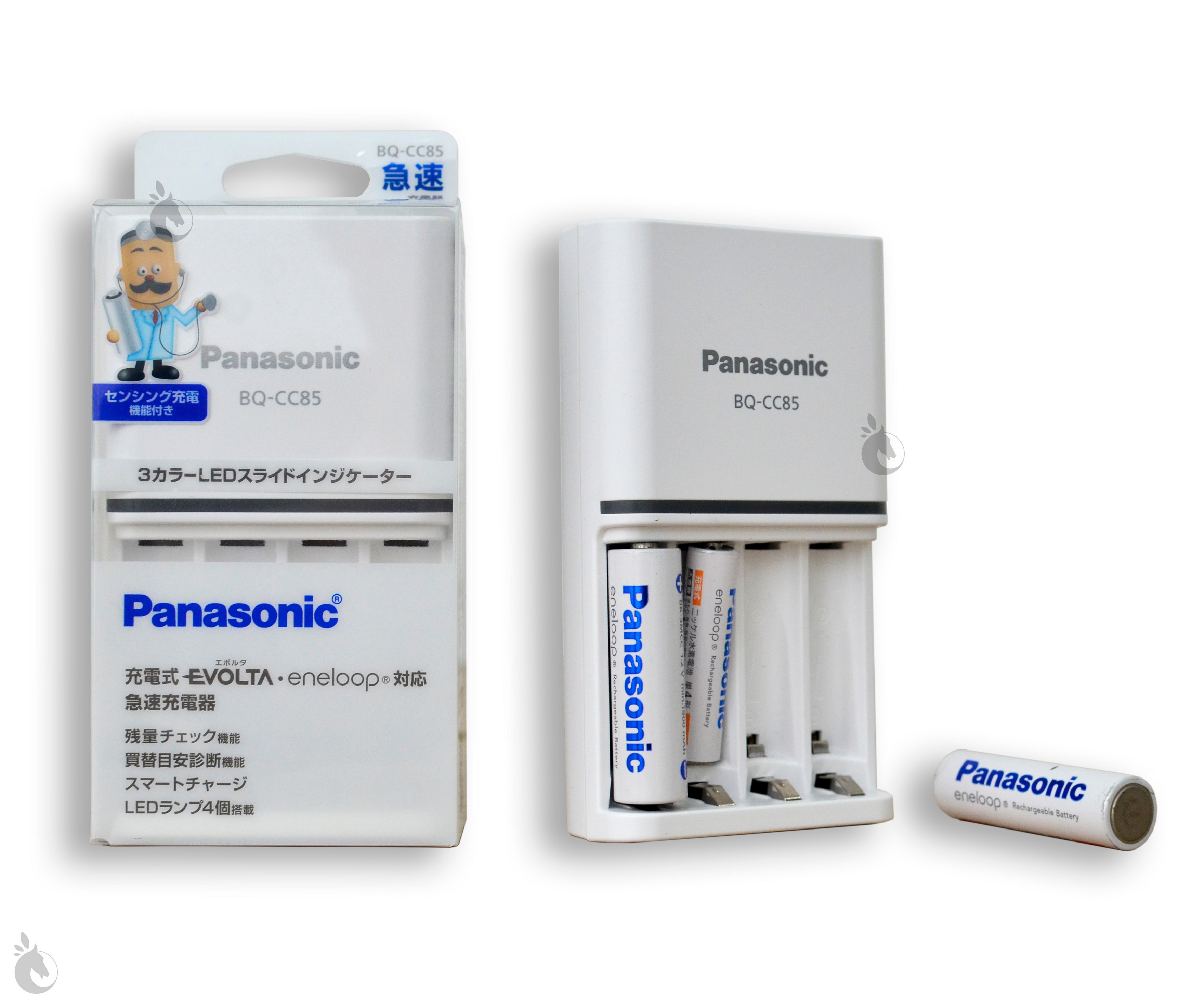 Bộ sạc nhanh thông minh panasonic bq-cc85 , 4 slot cho pin eneloop | panasonic smart charger bq-cc85