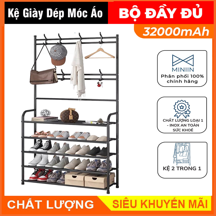 Giá để giày - Kệ để giày dép đa năng 4 tầng chữ H thông minh có 8 móc treo quần áo tiện ích, kệ giày , kệ 4 tầng, kệ 3 tầng, kệ dép, kệ giày dép, kệ phòng khách, kệ để quần áo, kệ treo quần áo, giá treo quần áo, kệ , giá