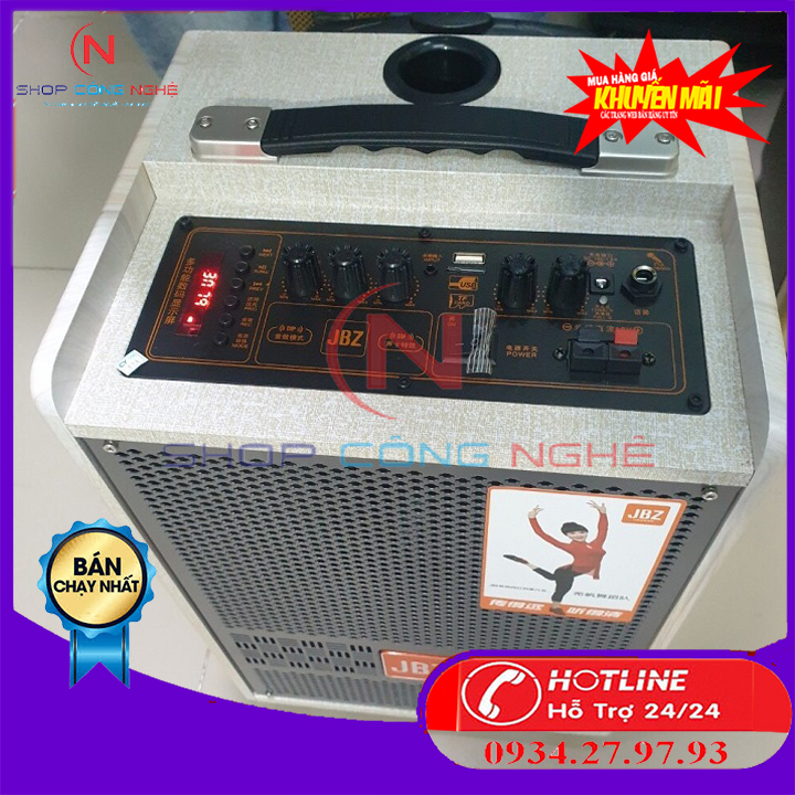 Loa kéo bluetooth jbz jb-0804 âm thanh tuyệt vời tặng kèm 2 micro hát karaoke cực hay