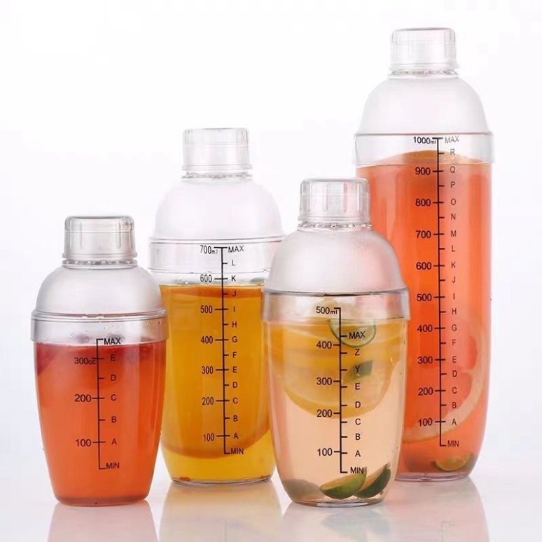 Bình lắc shaker pha chế nhựa chia vạch đen 500ml - 700ml -1000ml